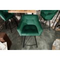 Dizajnová moderná zelená barová stolička Garret s tenkými čiernymi kovovými nohami 100cm