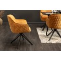 Moderná horčicovožltá otočná stolička Marmol s čiernymi nohami 82cm