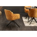 Moderná horčicovožltá otočná stolička Marmol s čiernymi nohami 82cm