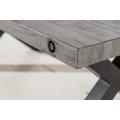 Industriálny dizajnový konferenčný stolík Freya z masívu a kovu v sivej farbe 120cm