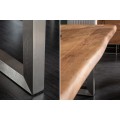 Industriálny jedálenský stôl Hege z masívneho akáciového dreva hnedej farby s kovovými nohami 200cm