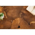 Vidiecky masívny konferenčný stolík Vezelay z teakového dreva hnedej farby 90cm
