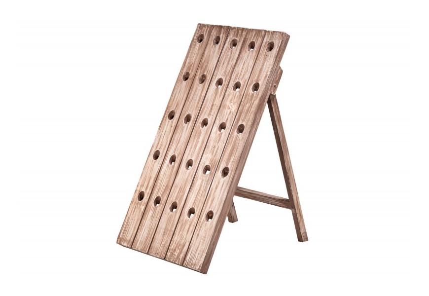 Štýlová stojaca vinotéka Crawley z dreva s vintage povrchom