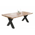 Industriálny masívny jedálenský stôl Steele Craft s čiernymi prekríženými nohami 160cm