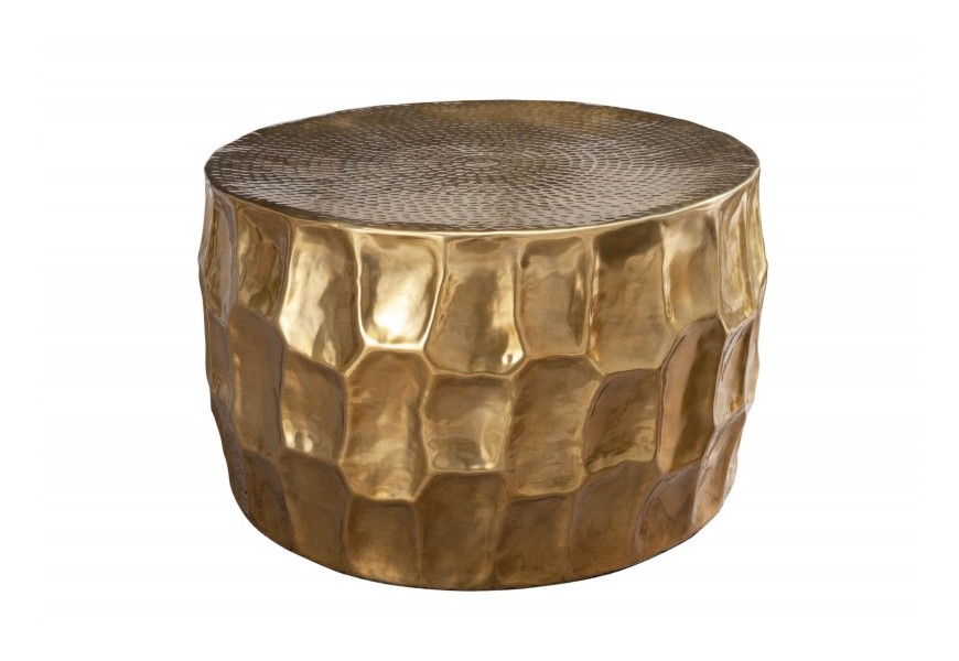 Orientálny moderný kruhový konferenčný stolík Siliguri v oraganickom tvare v zlatom odtieni