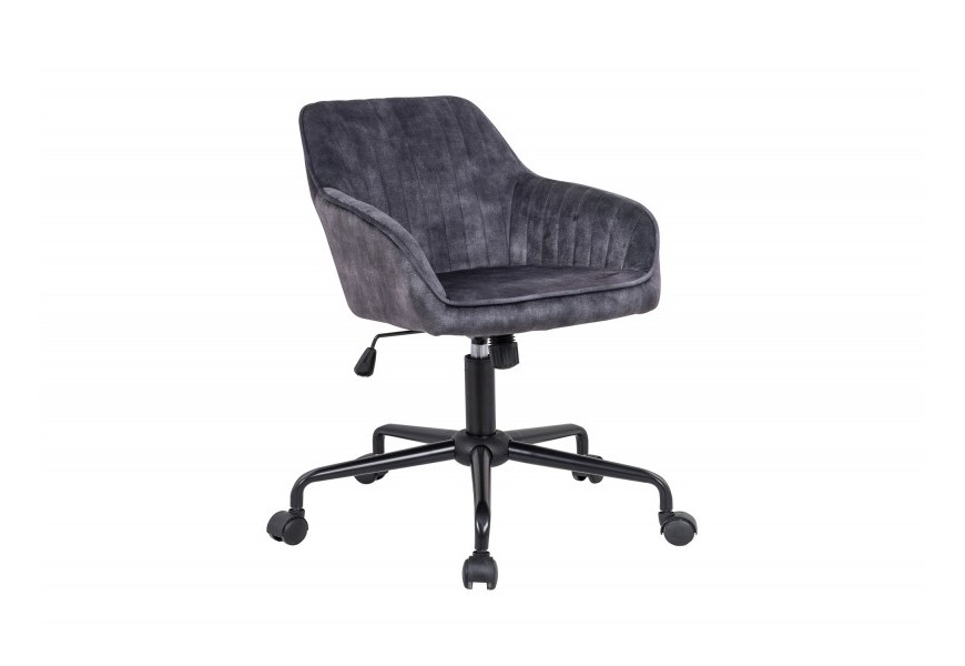 Štýlová moderná sivá kancelárska stolička Vittel s nastaviteľnou výškou a čiernymi nohami na kolieskach