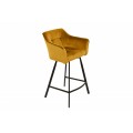 Dizajnová moderná žltá barová stolička Garret s tenkými čiernymi kovovými nohami