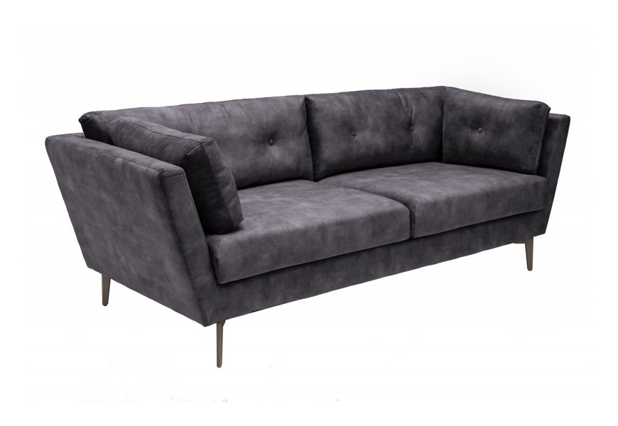 Dizajnová šedá zamatová sedačka Auxerre na vysokých kovových nohách