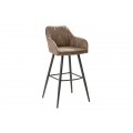 Moderná barová stolička Vittel z mikrovlákna sivohnedej farby s čiernymi kovovými nohami 102cm