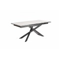 Moderný rozkladací bielo-sivý mramorový jedálenský stôl Marmol s asymetrickými kovovými nohami 260cm