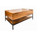 Industriálny vyklápací konferenčný stolík Factory z masívu s úložným priestorom 80cm