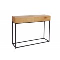 Štýlová hranatá dubová konzola Elements so zásuvkami a s kovovými nohami v čiernej farbe