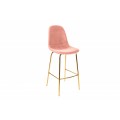 Retro barová stolička Scandinavia s ružovým zamatovým poťahom 109cm