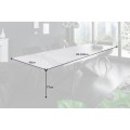 Moderný rozkladací bielo-sivý mramorový jedálenský stôl Marmol s asymetrickými kovovými nohami 260cm