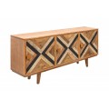 Masívna mangová komoda Frida Blanca s geometrickým vzorom na dvierkach 160cm