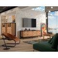 Luxusný TV stolík Sajonia z masívneho dreva so štyrmi zásuvkami a dvierkami 200cm