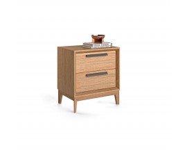 Luxusný moderný nočný stolík Estoril s drevenými zásuvkami a prvkami z kovu na nožičkách