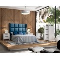 Moderná luxusná čalúnená posteľ Estoril s členitým vysokým čelom na matrac 135/150/180cm