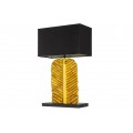 Štýlová nočná lampa Misivo so zlatou drevenou podstavou v Art-deco štýle a čiernym tienidlom