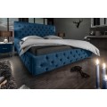 Moderná čalúnená modrá manželská posteľ Kreon s Chesterfield prešívaním na matrac 160x200cm
