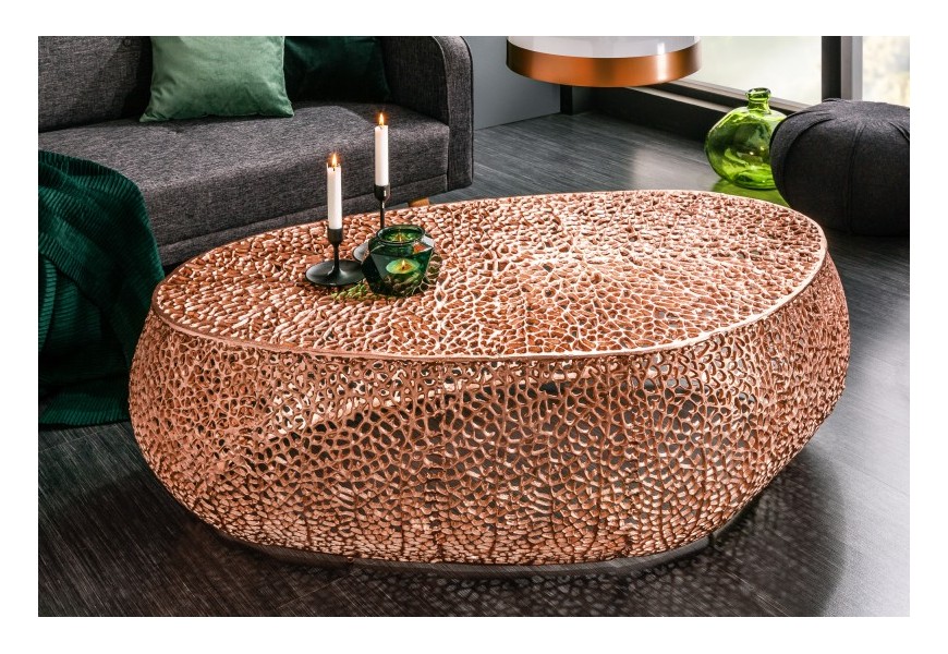 Dizajnový konferenčný stolík Hojav modernom štýle z kovu medenej farby