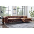 Chesterfield rohová sedačka Modern Barock v antickej hnedej farbe na nožičkách 275