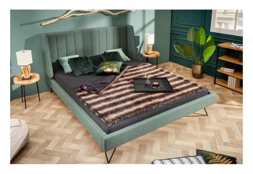 Dizajnov&aacute; čal&uacute;nen&aacute; manželsk&aacute; posteľ Taxil Mode s poťahom v zelenej farbe 160x200cm