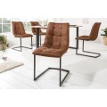 Dizajnová hnedá jedálenská stolička Suava s čiernou kovovou konštrukciou 88cm
