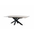 Jedinečný industriálny jedálenský stôl Callandra s mramorovou rozkladacou doskou v bielej farbe