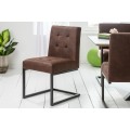 Štýlová industriálna čalúnená hnedá jedálenská stolička Vesoul s kovovou čiernou konštrukciou