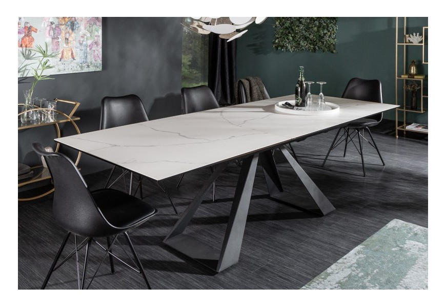 Dizajnový rozkladací jedálenský stôl Laguna mramorový vzhľad 180/230cm