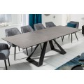 Luxusný rozkladací kamenný jedálenský stôl s keramickou doskou Laguna s kovovými čiernymi nohami