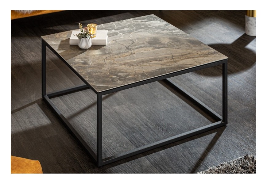 Industriálny konferenčný stolík Collabor s kovovou konštrukciou a keramickou doskou 75cm