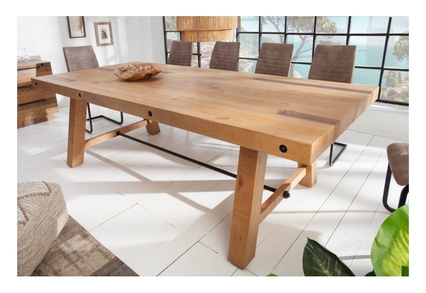 Industri&aacute;lny mas&iacute;vny jed&aacute;lensk&yacute; st&ocirc;l Roseville v svetlohnedej farbe 240cm