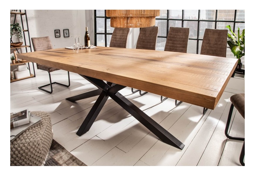 Masívny hranatý jedálenský stôl Comedor s industriálnou kovovou konštrukciou 200cm