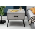 Retro nočný stolík Ribble zo sivého zamatu s čiernymi kovovými nožičkami 45cm