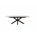 Mramorový luxusný rozkladací jedálenský stôl Callandra s industriálnymi kovovými nohami 180/225cm
