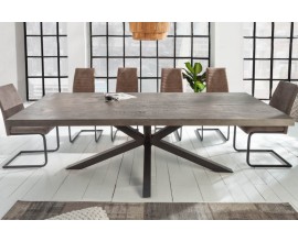 Dizajnový sivohnedý jedálenský stôl Comedor z masívu s čiernymi prekríženými nohami 240cm