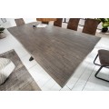 Dizajnový sivohnedý jedálenský stôl Comedor z masívu s čiernymi prekríženými nohami 240cm