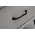Retro nočný stolík Ribble zo sivého zamatu s čiernymi kovovými nožičkami 45cm