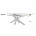 Mramorový luxusný rozkladací jedálenský stôl Callandra s industriálnymi kovovými nohami 180/225cm
