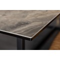 Mramorový hranatý jedálenský stôl Collabor s čiernymi kovovými nohami 200cm