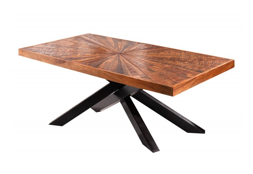 Štýlový masívny konferenčný stolík Fair Haven s čiernou industriálnou konštrukciou