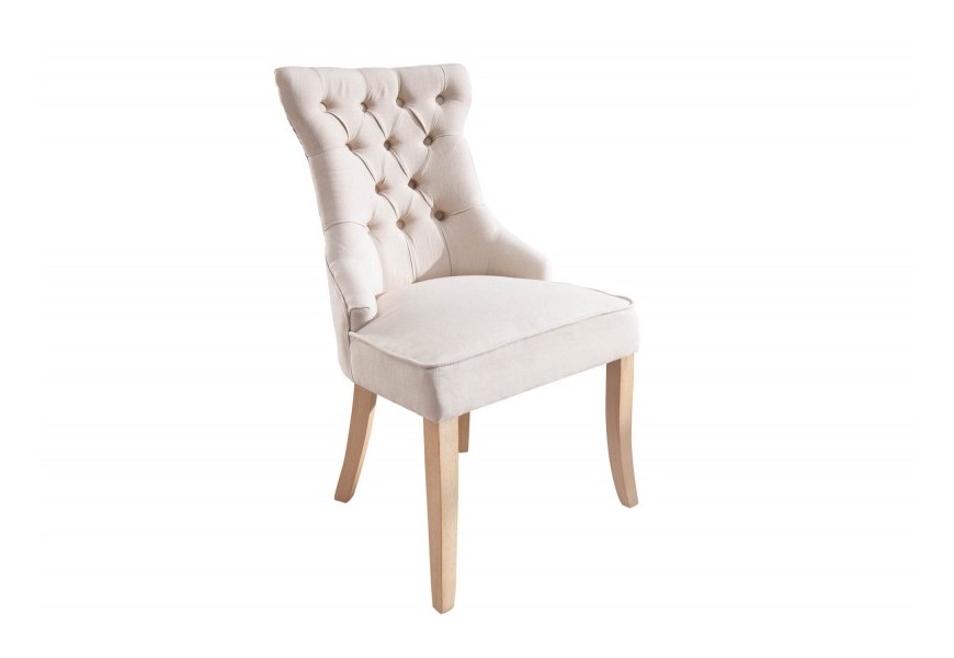 Chesterfield jedálenská stolička Torino s chesterfield prešívaním v bielej farbe a klopadlom 96cm