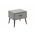 Retro nočný stolík Ribble zo sivého zamatu s čiernymi kovovými nožičkami 45cm