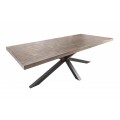 Dizajnový sivohnedý jedálenský stôl Comedor z masívu s čiernymi prekríženými nohami 240cm