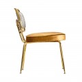 Art-deco luxusná zlatá jedálenská stolička Brilon so zamatovým čalúnením 78cm