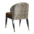 Art deco luxusná horčicová stolička Brilon s čiernymi masívnymi nohami 84cm