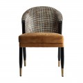 Art deco luxusná horčicová stolička Brilon s čiernymi masívnymi nohami 84cm