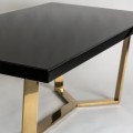 Art-deco luxusný jedálenský stôl Oliva s čiernou hranatou doskou a zlatou konštrukciou 200cm